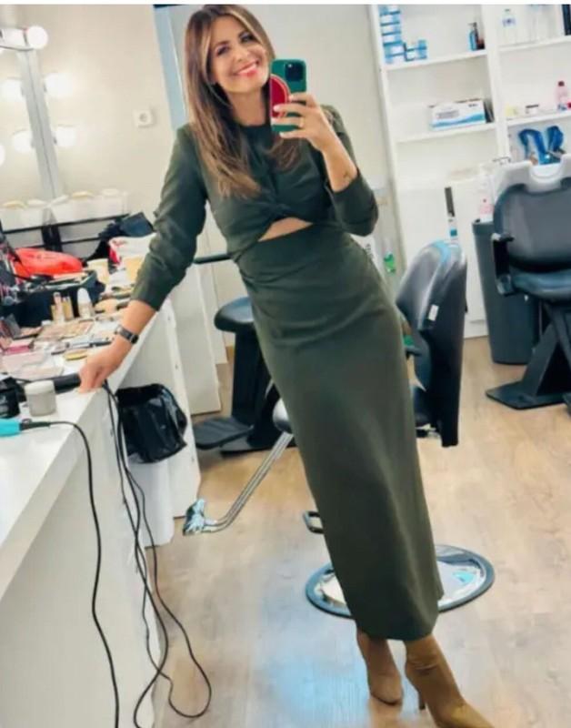 ZARA WOMAN KHAKI ZW COLLECTION CUT-OUT MIDI DRESS REF:4437/066_FW23 NWT_Sizes