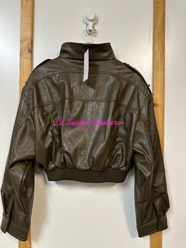 ZARA WOMAN NWT FW25 FAUX LEATHER CROP JACKET MID KHAKI 4749/701/533