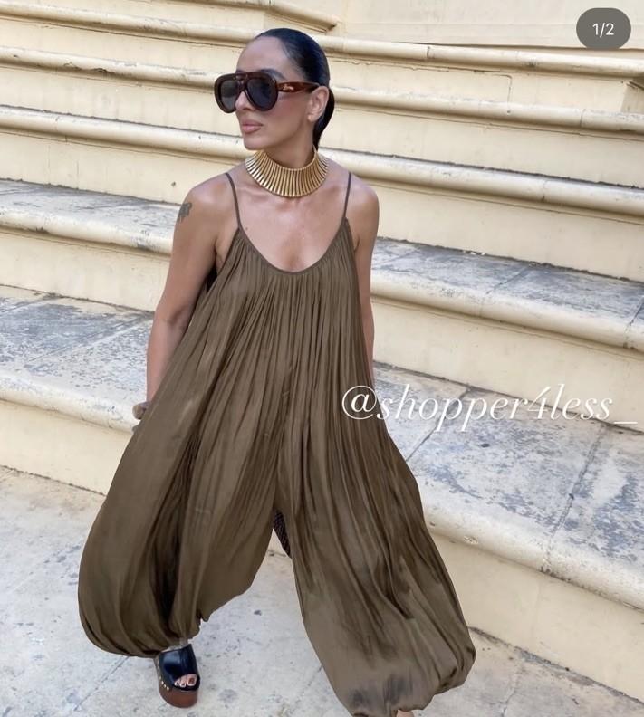 ZARA WOMAN NWT SS25 TOBACCO ZW COLLECTION LONG PLEATED JUMPSUIT 0034/042/705 M