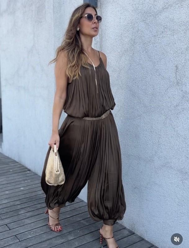ZARA WOMAN NWT SS25 TOBACCO ZW COLLECTION LONG PLEATED JUMPSUIT 0034/042/705 M
