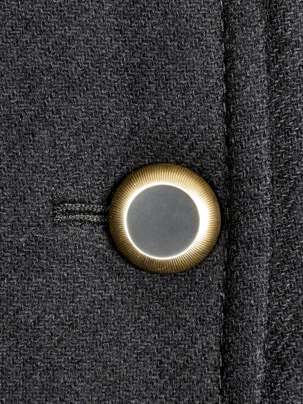 Zara Woman Size Large Black Wool Blend Embroidered Floral Yoke Collar Lined Coat