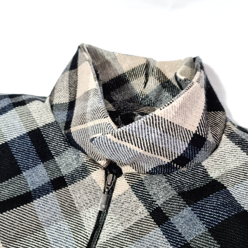 Zara Women Jacket Beige Black Full Zip Checked Shoulder Padded Size S Small