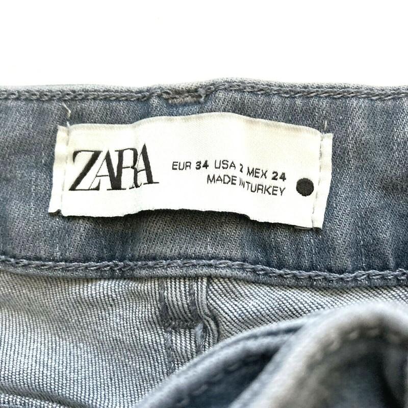 Zara Women's Jeans Size 2 Gray Super Skinny High Waist Distressed Hems