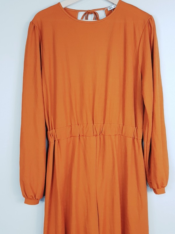 [ ZARA ] Womens Burnt Orange Long Sleeve Jumpsuit Size L Or AU 14