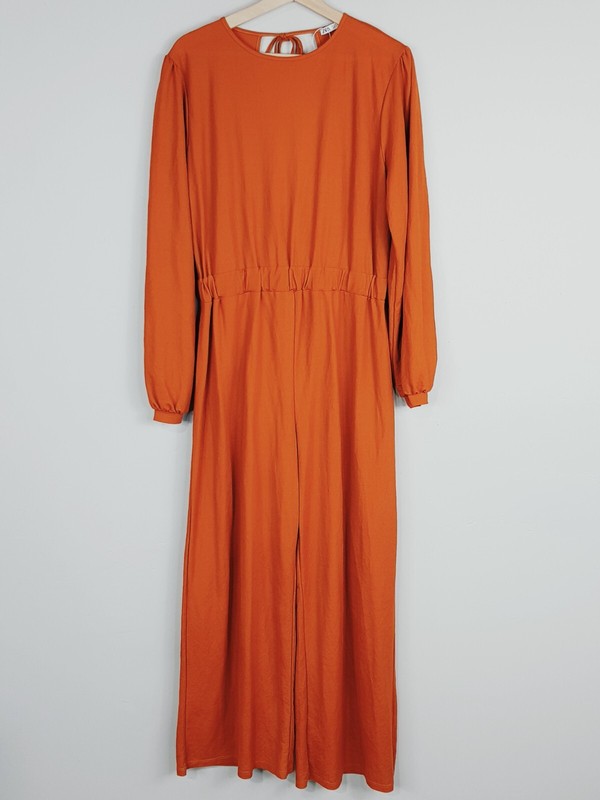 [ ZARA ] Womens Burnt Orange Long Sleeve Jumpsuit Size L or AU 14