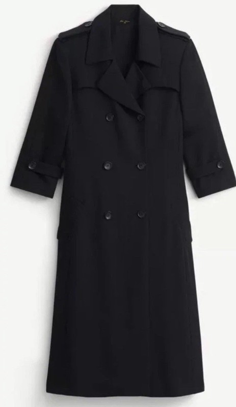 Zara X Kate Moss Long Trench Coat Black Size M 9395/785 New