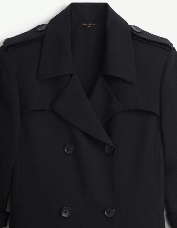 Zara X Kate Moss Long Trench Coat Black Size M 9395/785 New