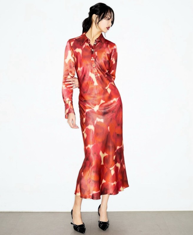 ZARA XS S M WOMEN PRINTED SATIN EFFECT MDI DRESS ZW COLLECTION 9146/092 NWT
