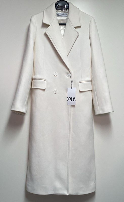 ZARA ZW COLLECTION TAILORED WOOL BLEND COAT WHITE FW24/25 XS-XXL REF. 9047/632
