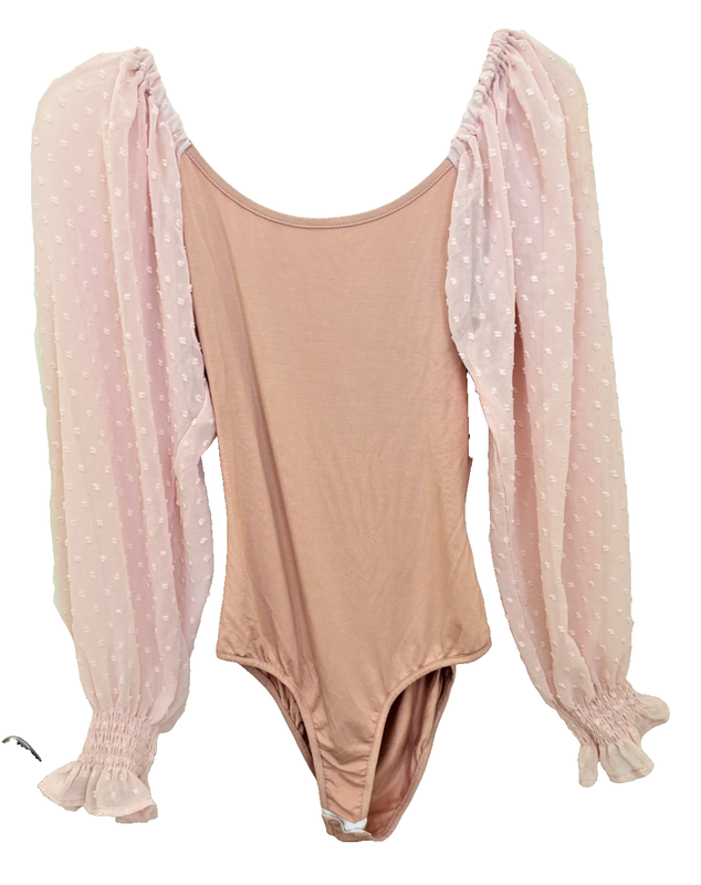 Zeagoo Women's Pink Size S One-Piece Bodysuit Shear Sleeves NWT