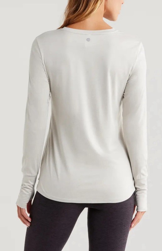 Zella Women’s Liana Soft Lite Long Sleeve T-Shirt In Grey Moonbeam Size L New