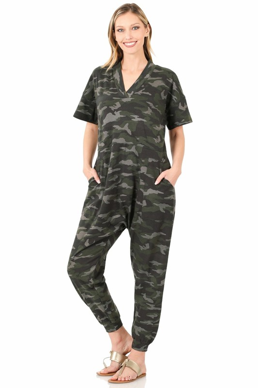 Zenana Camo Harem jumpsuit NEW Comfy