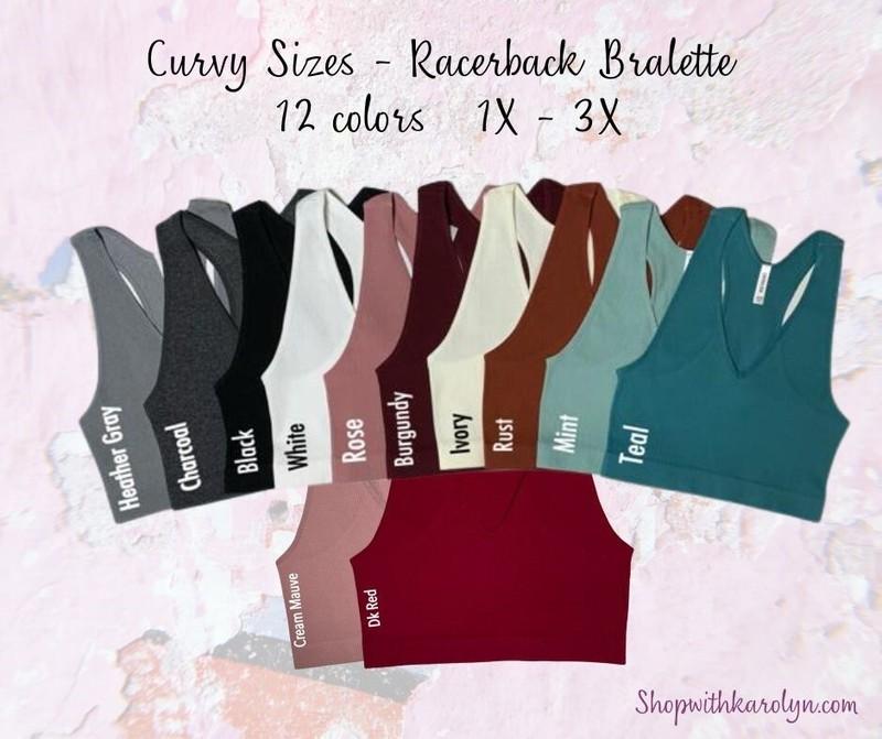 Zenana Ribbed Racerback Brami Crop tank top 1X/2X/3X 40A-48DD bralette 54014
