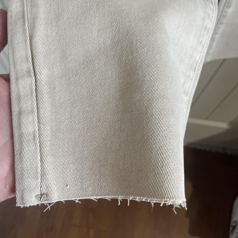 Zenana XL Beige Jeans With Pockets And Raw Hem