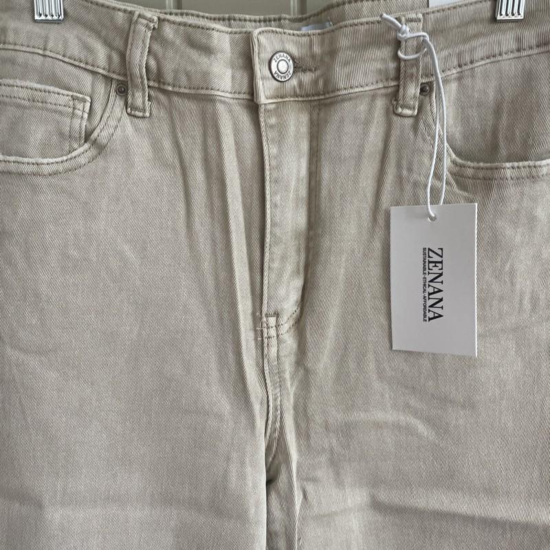Zenana XL Beige Jeans With Pockets And Raw Hem