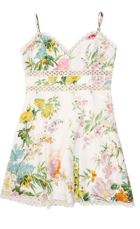 Zimmermann Heathers Dress Size 2 / 12 AU Mini Floral Linen Sun Dress