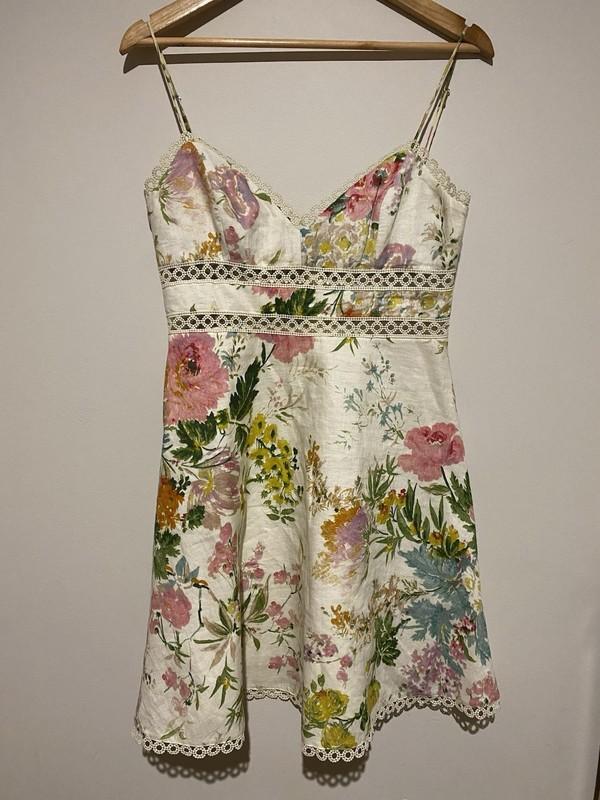 Zimmermann Heathers Dress Size 2 / 12 AU Mini Floral Linen Sun Dress