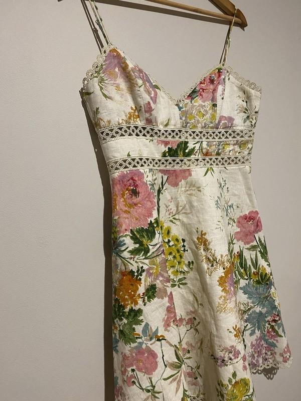 Zimmermann Heathers Dress Size 2 / 12 AU Mini Floral Linen Sun Dress