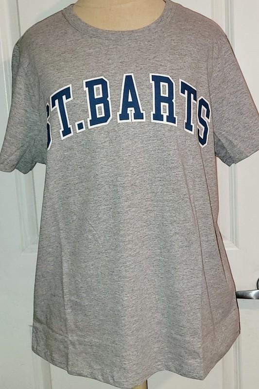 Zoe + Liv Women's Light Gray & Navy St. Bart's Graphic T Tee Shirt Size XL NWT