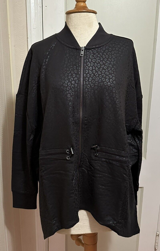 Zuda Jacket Mid Lenth Womens Size L Z-Knit Foil Printed with Black A389168