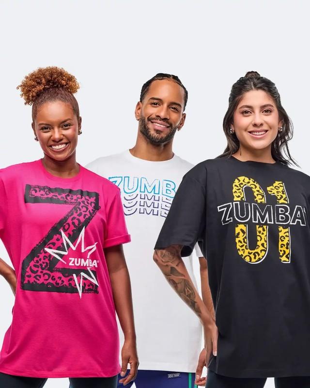 Zumba Sizzllin' Crew Neck Tee +FREE TOWEL One Size-Choose Black White or Pink