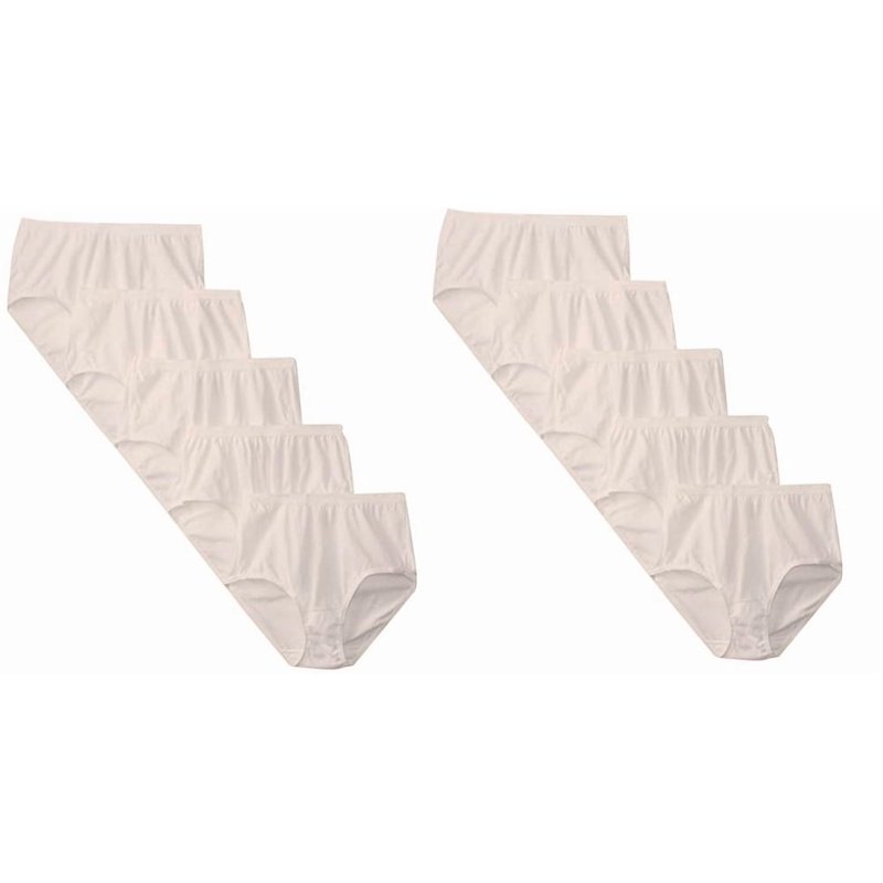 10 Pack Fruit Of The Loom SIgnature Brief Ultra Soft Cotton Blend Moisture Wicking Beige Panties 6