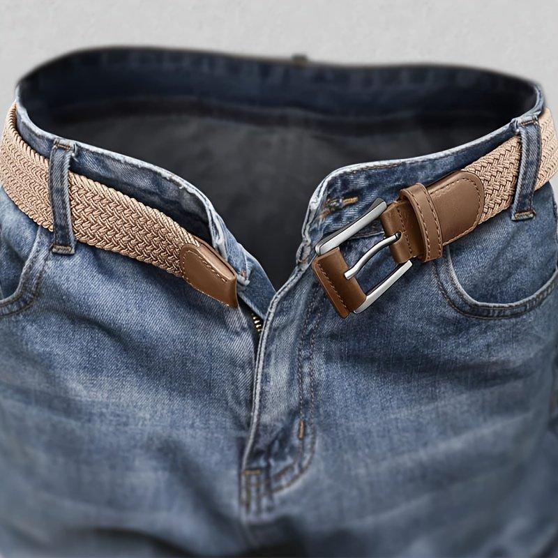 2 Pieces Men's Belts Men's Gifts Elastic Woven Mesh Belts Suitable For Casual Golf And Jeans High-quality Finish Versatile Accessories