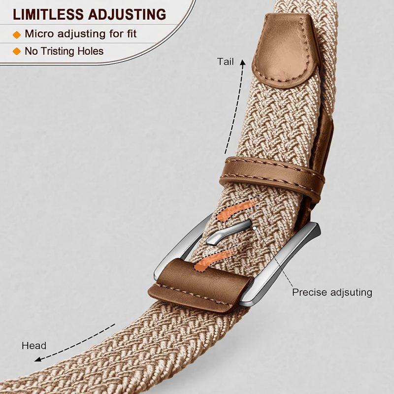 2 Pieces Men's Belts Men's Gifts Elastic Woven Mesh Belts Suitable For Casual Golf And Jeans High-quality Finish Versatile Accessories