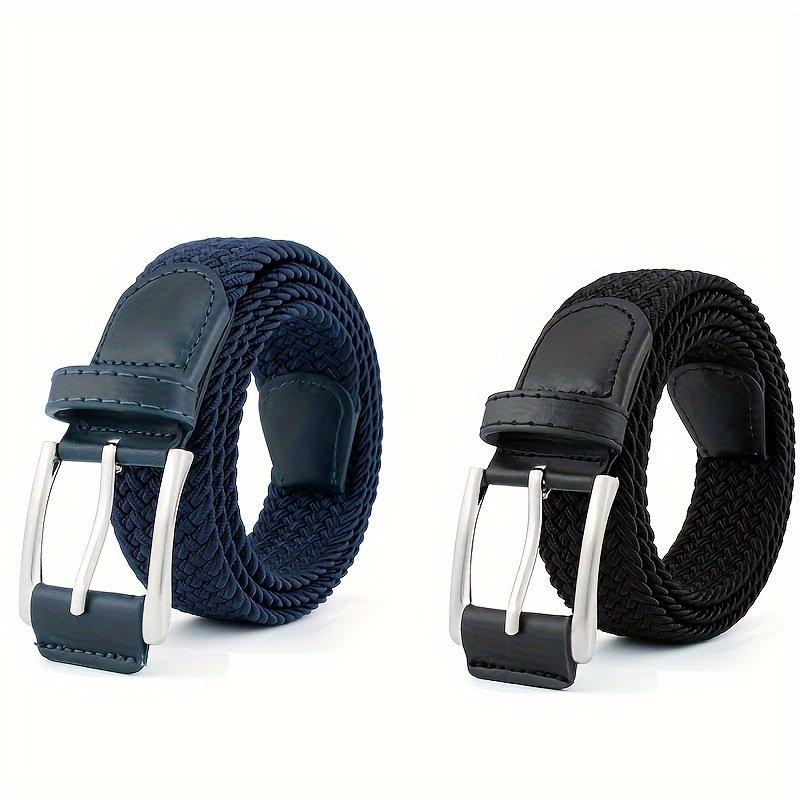 2 pieces men's belts men's gifts elastic woven mesh belts suitable for casual golf and jeans high-quality finish versatile accessories
