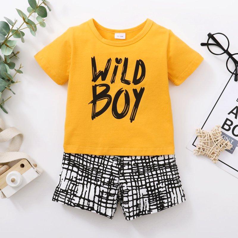2T Toddler Boys Clothes 3T Toddler Boys Summer 2PCS Outfits Letter Print Short Sleeve Shirt Top Shorts Set Yellow
