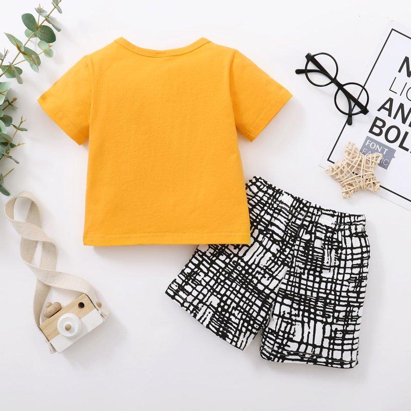 2T Toddler Boys Clothes 3T Toddler Boys Summer 2PCS Outfits Letter Print Short Sleeve Shirt Top Shorts Set Yellow
