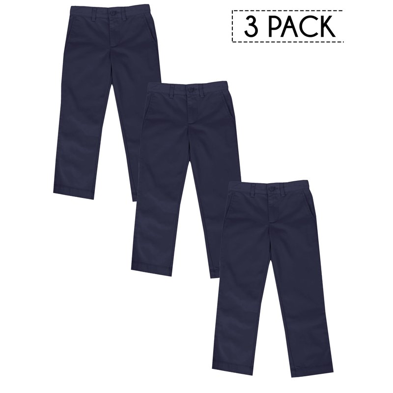 3 Pack Boy's Stretch Slim Fit School Uniform Chino Pants