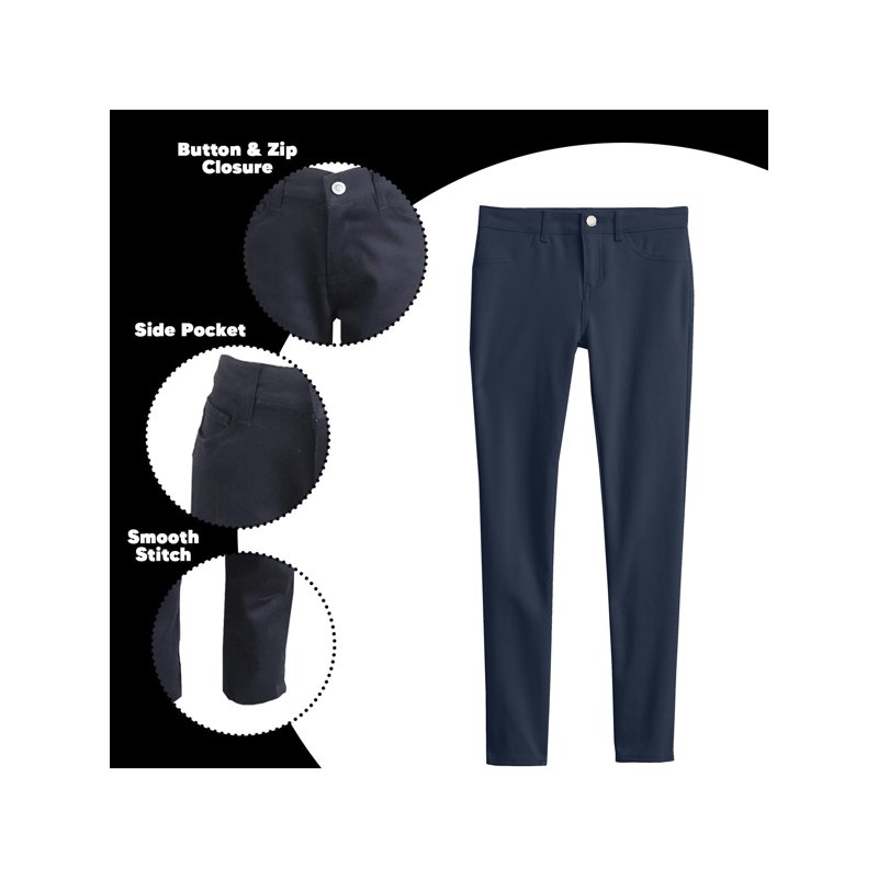 3-Pack Girl's Stretch Pencil Skinny Uniform Pants