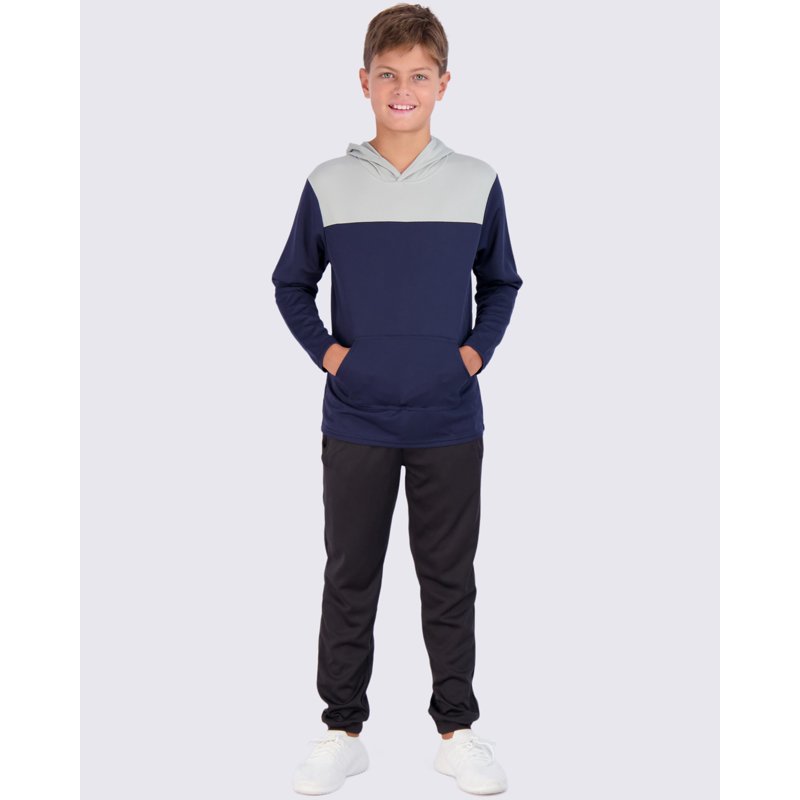 3 Pack: Youth Mesh Long Sleeve Pullover Hoodie Active Sweatshirt - Kangaroo Pocket - Boys & Girls