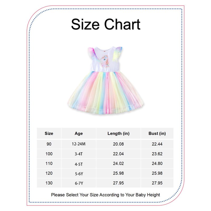 4T Baby Girl Dress Unicorn Rainbow Tutu Dress Baby Girl Summer Clothes Princess Dress 4-5T Baby Girl Dress