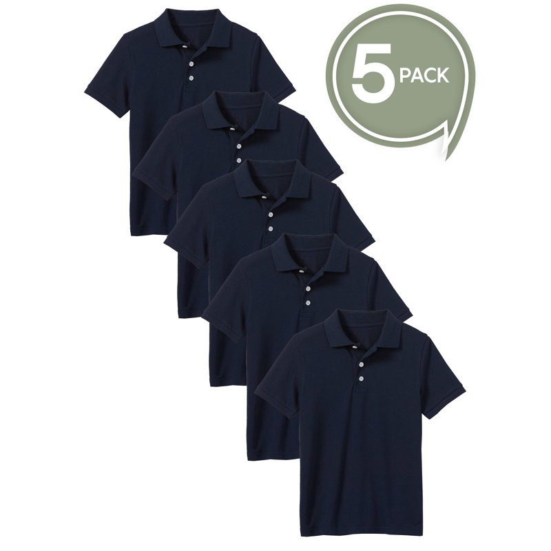 5-Pack School Uniform Tagless Polo Tshirt For Little Boys & Big Boys