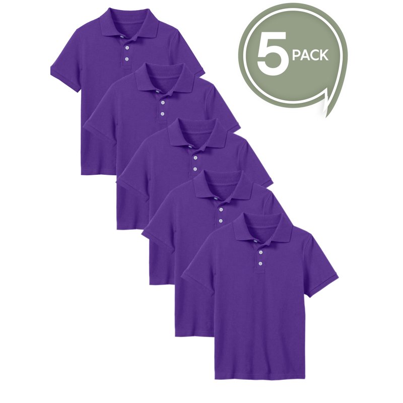 5-Pack School Uniform Tagless Polo Tshirt For Little Boys & Big Boys