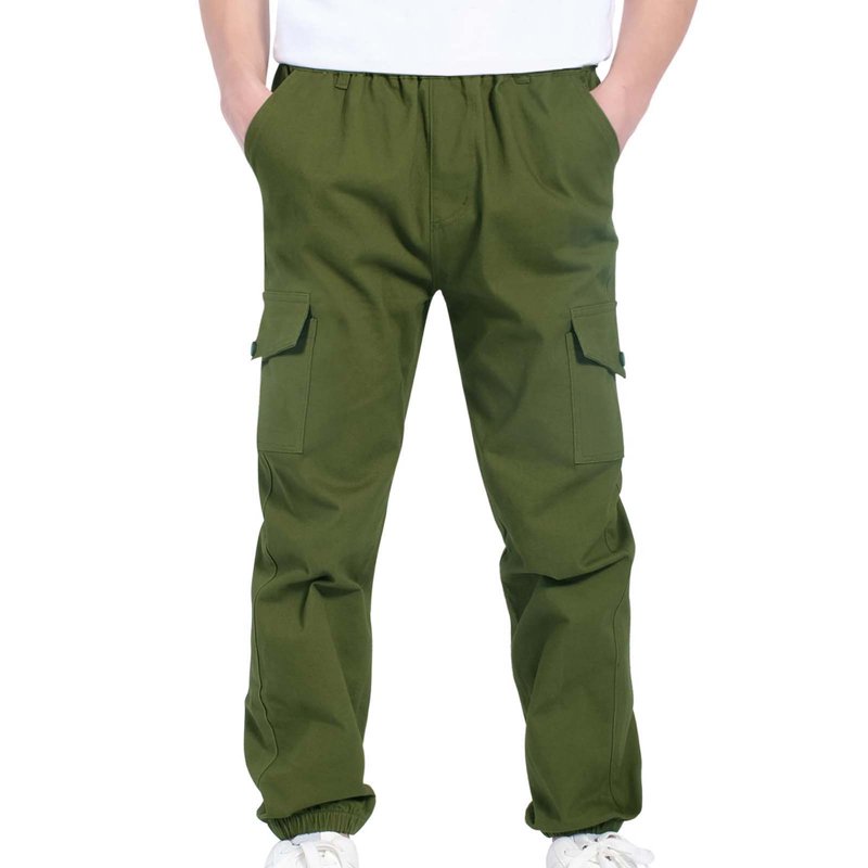 50% Off Clear 4-13Years Boys And Girls Childrens Sports Cargo Pants Stretch Elastic Waist School Kids Twill Joggers Army Green 5 Years
