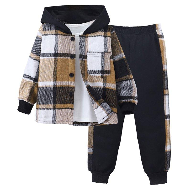 5T Boy Clothes 6T Boys Clothes Toddler Boys Clothes - Button Plaid Hoodie Jacket & Sweatpants Sets - 2 Pieces Boys Clothes Outfits