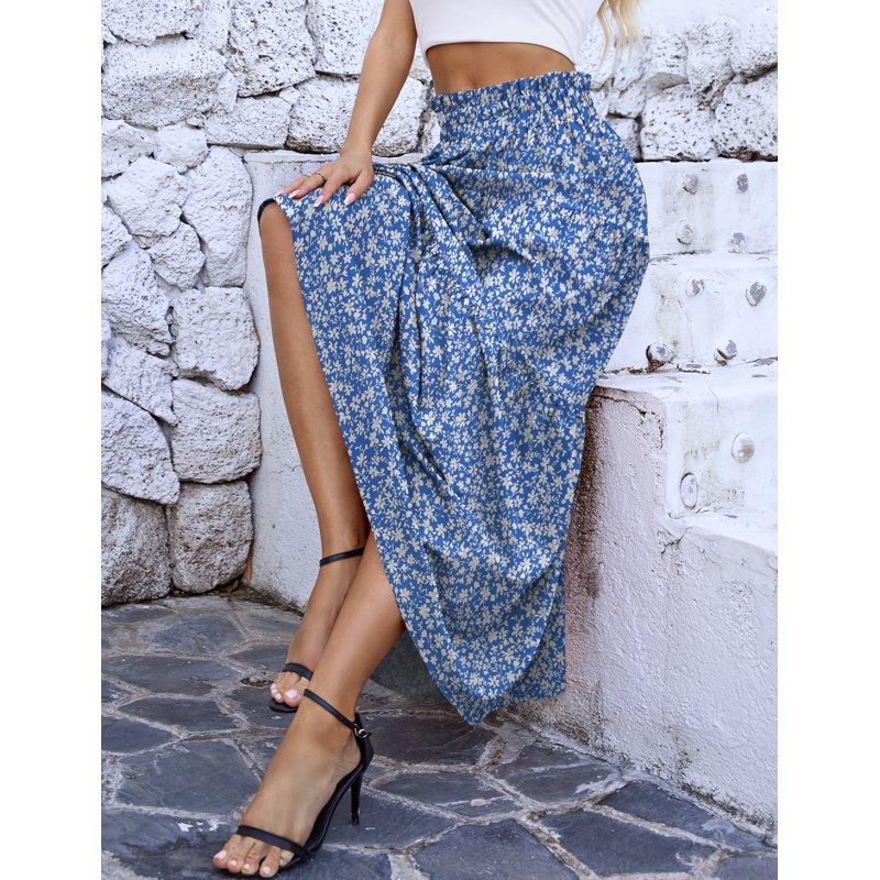 A.Jesdani Womens Maxi Skirts Casual Elastic High Waist Swing Tiered Beach Maxi Skirt S-xxl