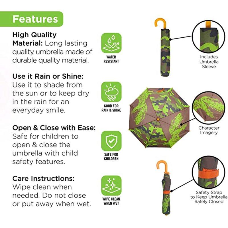 Addie & Tate Umbrella And Raincoat Set For Kids Ages 5-7 Dinosaur Design