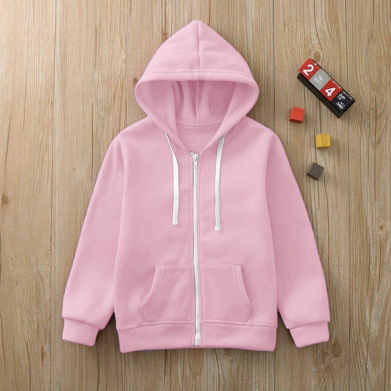 AJIWYH Kids Sweater Sweatshirt Color Solid Zip Jackets Long Hoodie Top Sleeve Up Girls Kids Boys Coat&jacket Cute Sweaters For Boys 10-12 Pink 6-7 Years