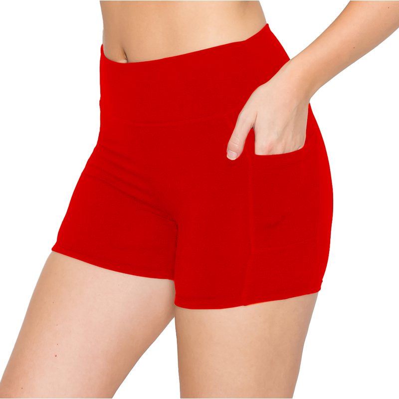 ALWAYS Women's 3" Soft Yoga Shorts with Side Pockets Red XS