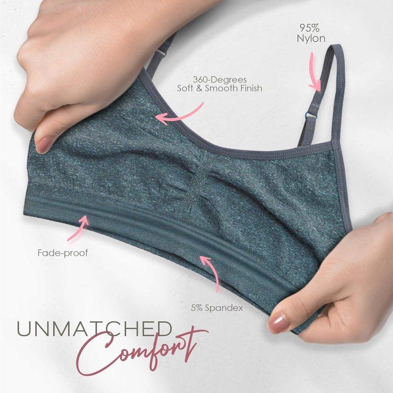 Alyce Intimates Girls Cotton Cropped Training Bra- Pack Of 7 Girl Cami Bras For Teens