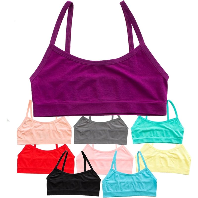 Alyce Ives Intimates Girls Cami Cotton Training Bras Solid Prints 1 XL 10 Pack