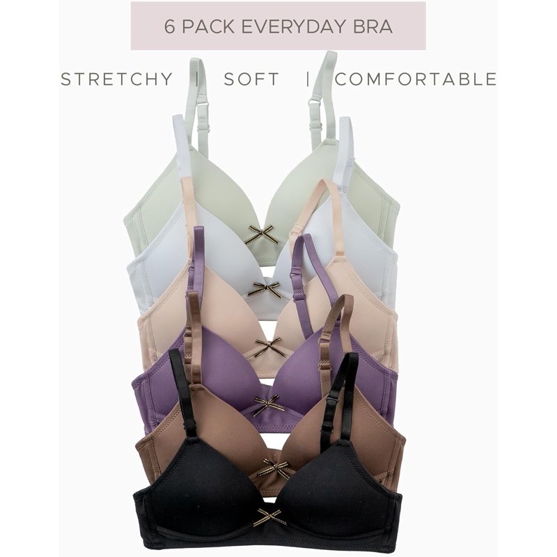 Alyce Ives Intimates Lightly Padded Bras For Girls Teens And Petite Women Neutrals 1 32A 6 Pack