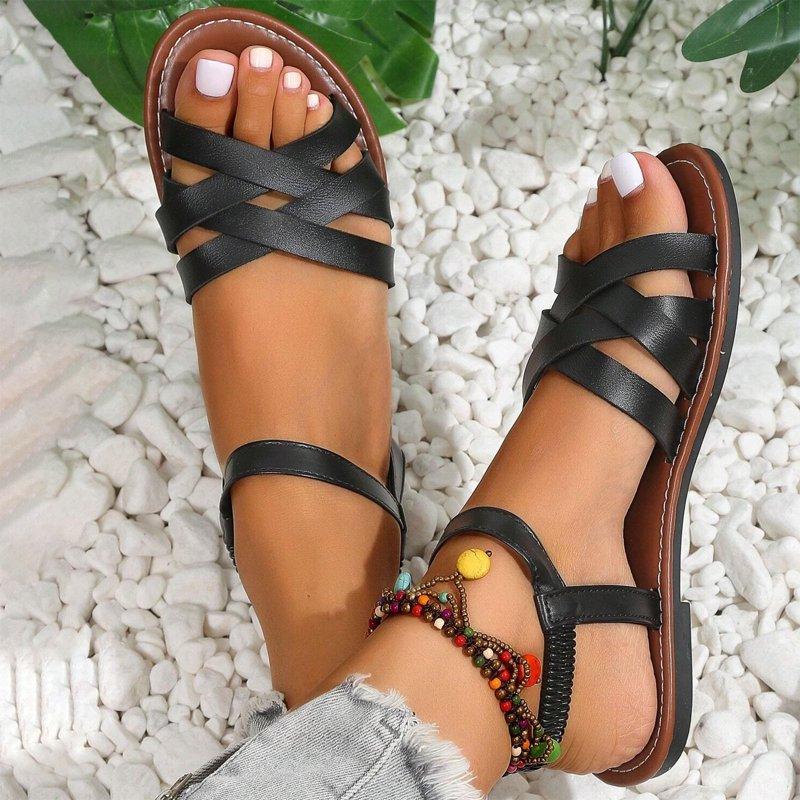 AnuYalue Flat Sandals For Womens Gladiator Dressy Summer Strappy Flat Sandals Adjustable Casual Fisherman Sandal With Open Toe Cross Strap Gladiator Sandals