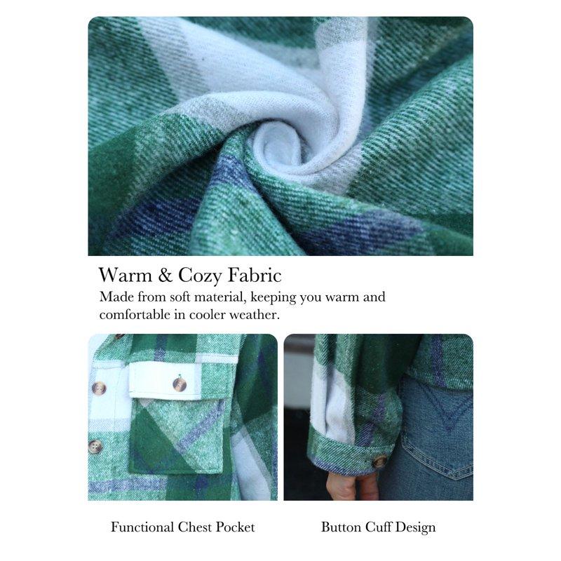 Anygrew Womens Shacket Plaid Shirts Flannel Shacket Jacket Long Sleeve Button Down Shirt Trendy Fall Outfits For Women Coats