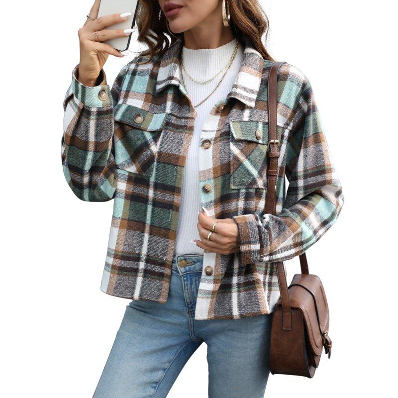Anygrew Womens Shacket Plaid Shirts Flannel Shacket Jacket Long Sleeve Button Down Shirt Trendy Fall Outfits for Women Coats Anygrew Womens Shacket Plaid Shirts Flannel Shacket Jacket Long Sleeve Button Down Shirt Trendy Fall Outfits for Women Coats
