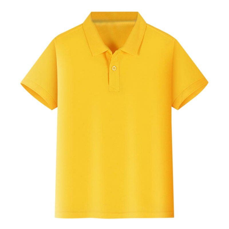 Arlun Boys Girls Big School Uniform Shorts Sleeve T Shirt Button Closure Soft Comfortable Polo Shirts Thin Breathable Solid Color Pullover Tops 4-12 Years Yellow XL